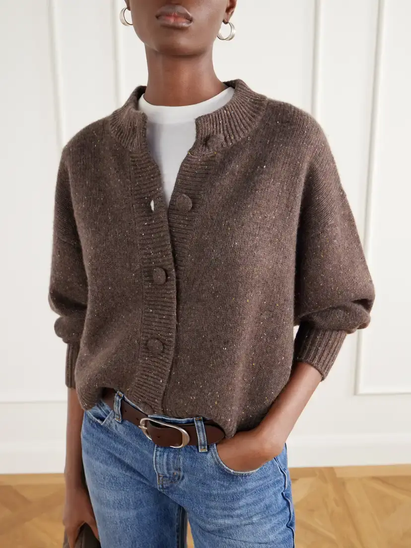 Frame The Fleck Wool And Cashmere-blend Cardigan - Brown | Thumbnail 5