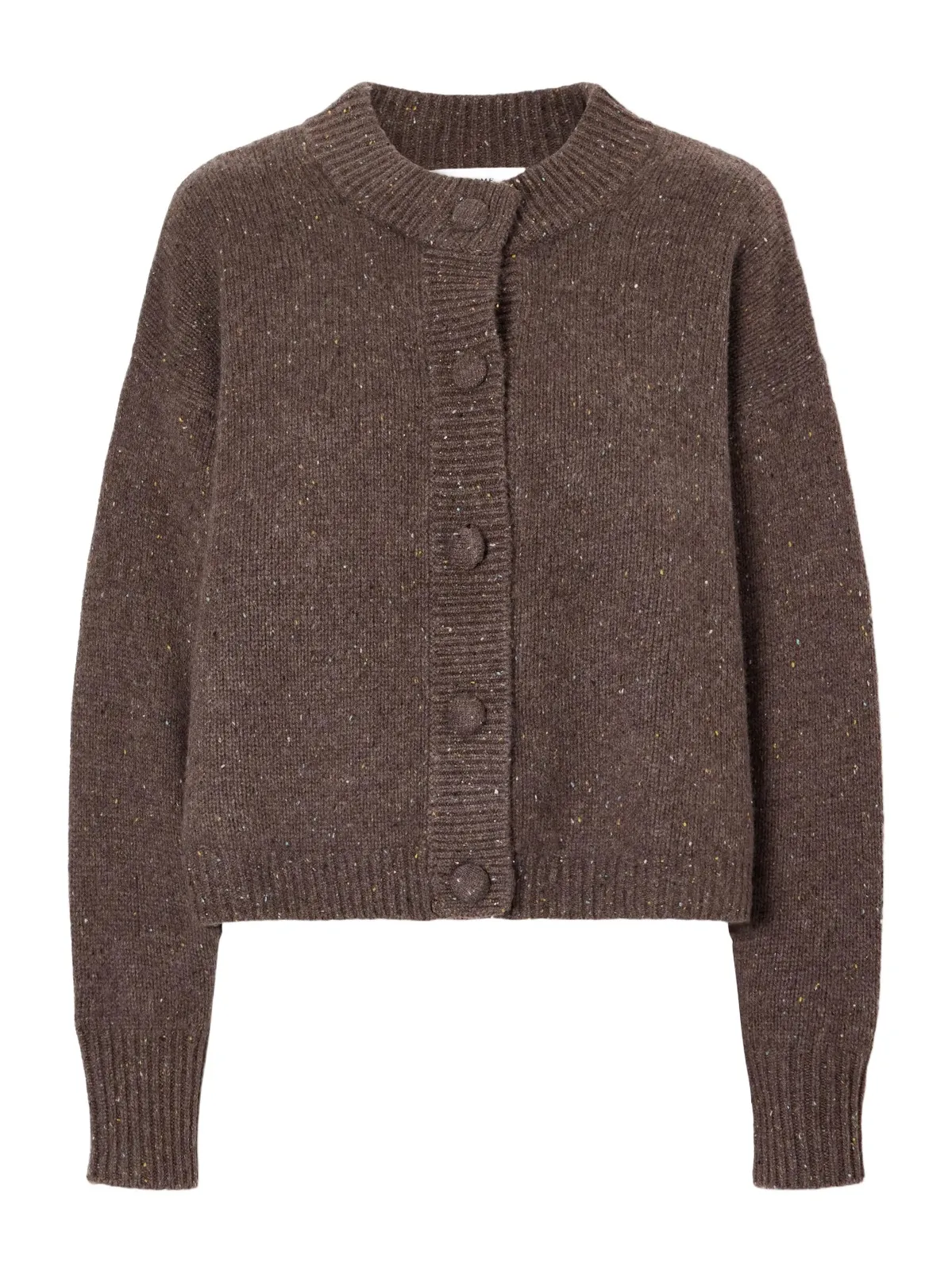 Frame The Fleck Wool And Cashmere-blend Cardigan - Brown