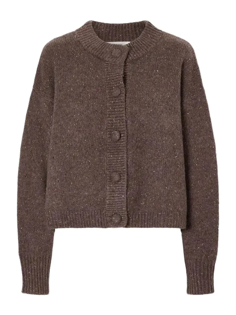 Frame The Fleck Wool And Cashmere-blend Cardigan - Brown