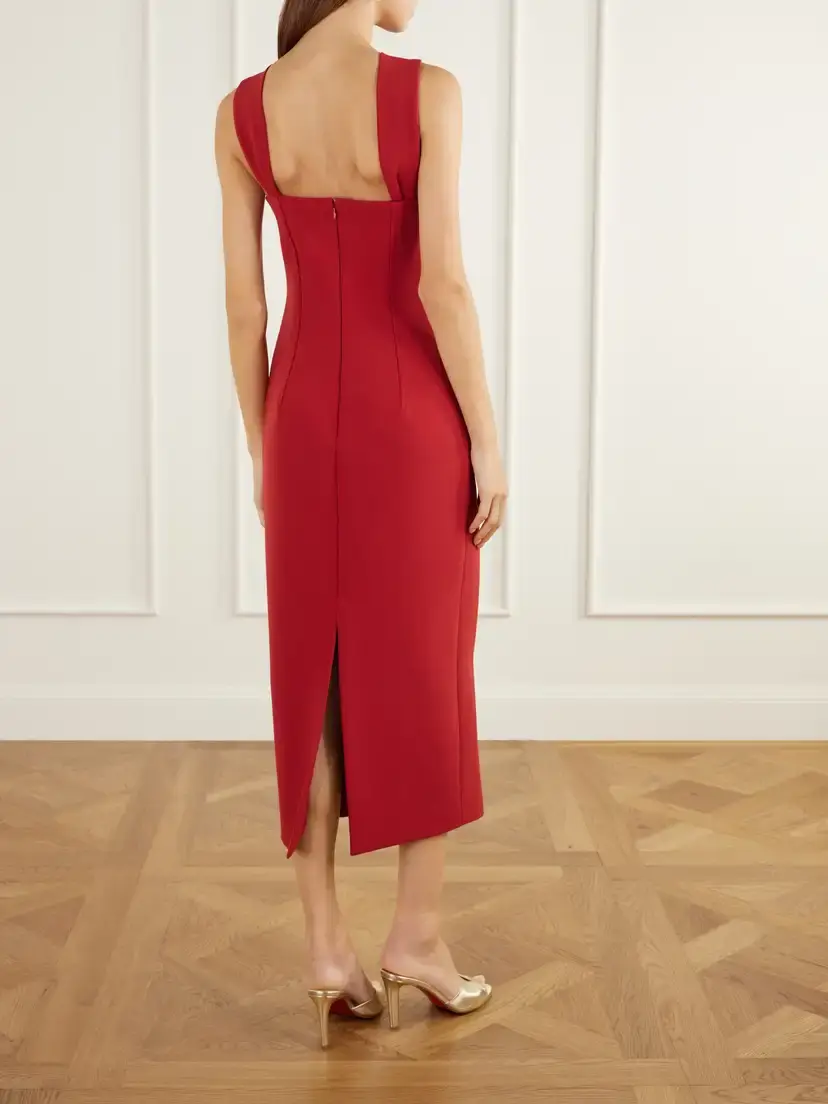 Emilia Wickstead Lucciene Open-back Twisted Darted Birdseye Halterneck Midi Dress | Thumbnail 3 Emilia Wickstead Lucciene Open-back Twisted Darted Birdseye Halterneck Midi Dress | Thumbnail 3