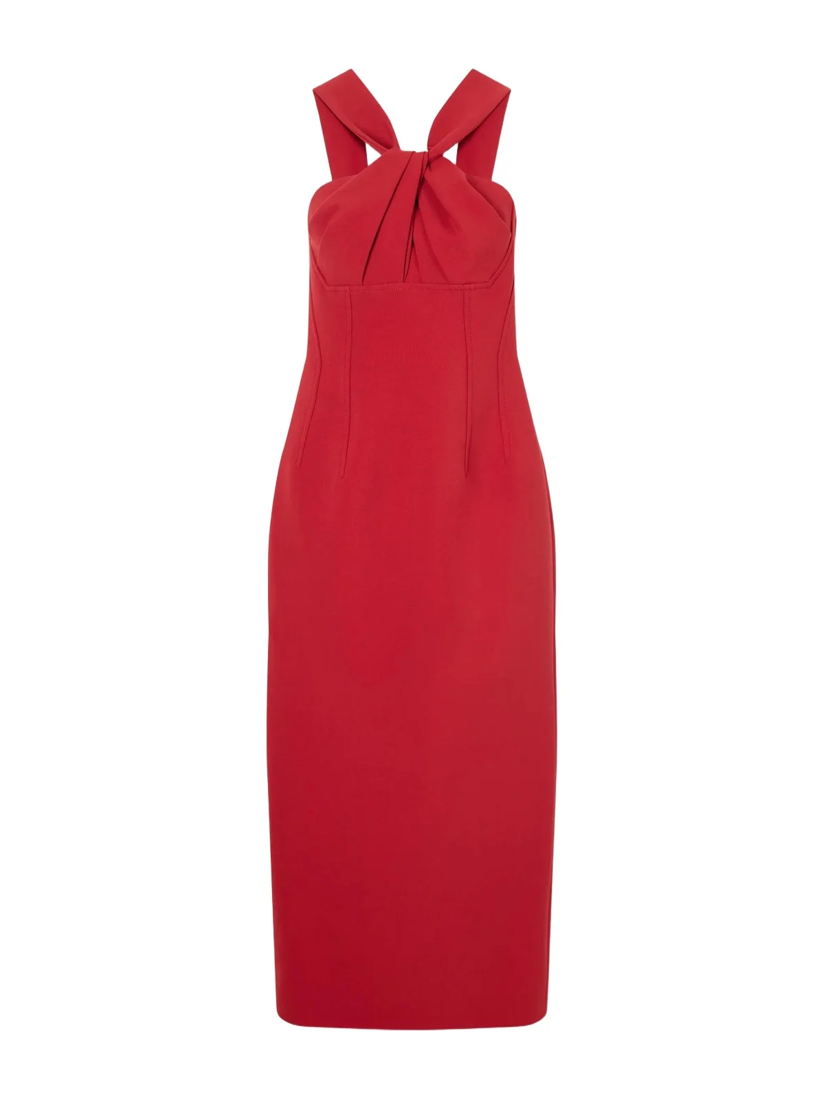 Emilia Wickstead Lucciene Open-back Twisted Darted Birdseye Halterneck Midi Dress