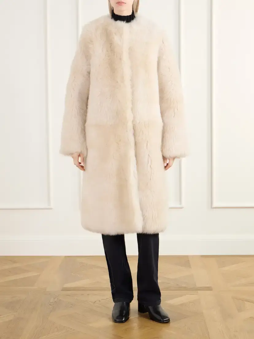 Almada Gemma Collarless Paneled Shearling Coat | Thumbnail 3 Almada Gemma Collarless Paneled Shearling Coat | Thumbnail 3