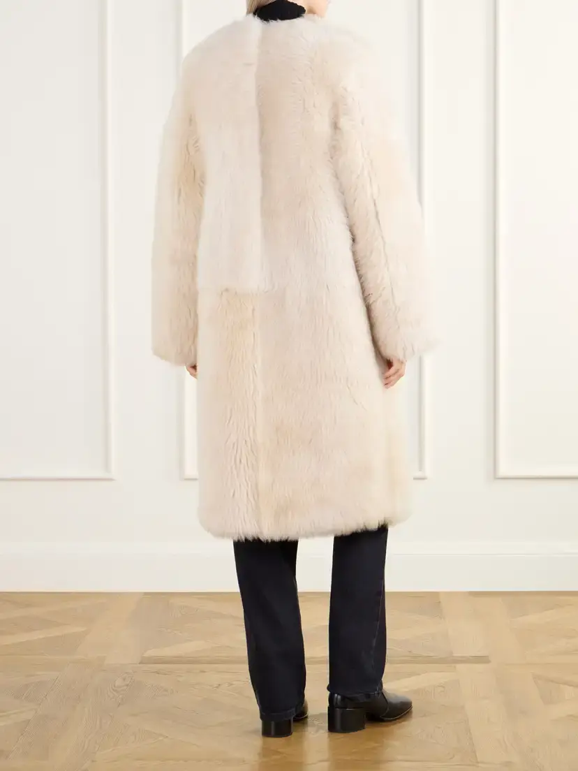 Almada Gemma Collarless Paneled Shearling Coat | Thumbnail 4 Almada Gemma Collarless Paneled Shearling Coat | Thumbnail 4