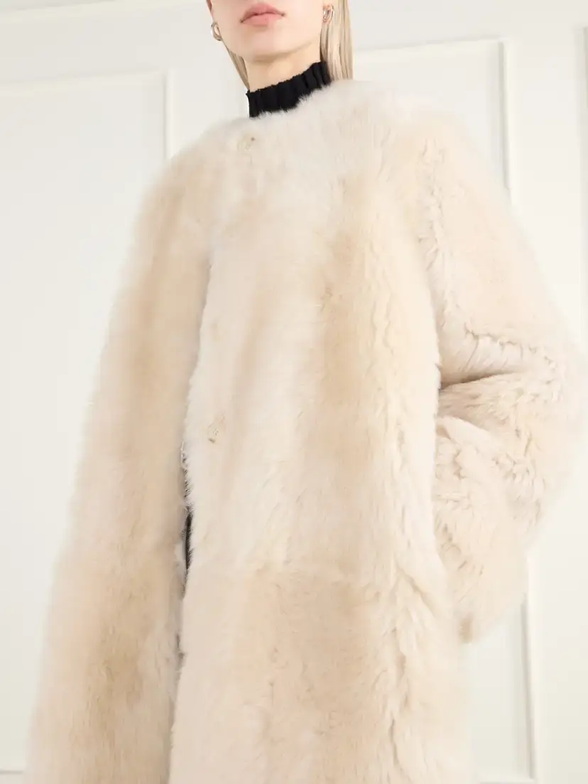 Almada Gemma Collarless Paneled Shearling Coat | Thumbnail 5 Almada Gemma Collarless Paneled Shearling Coat | Thumbnail 5