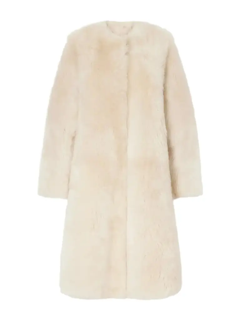Gemma Collarless Paneled Shearling Coat