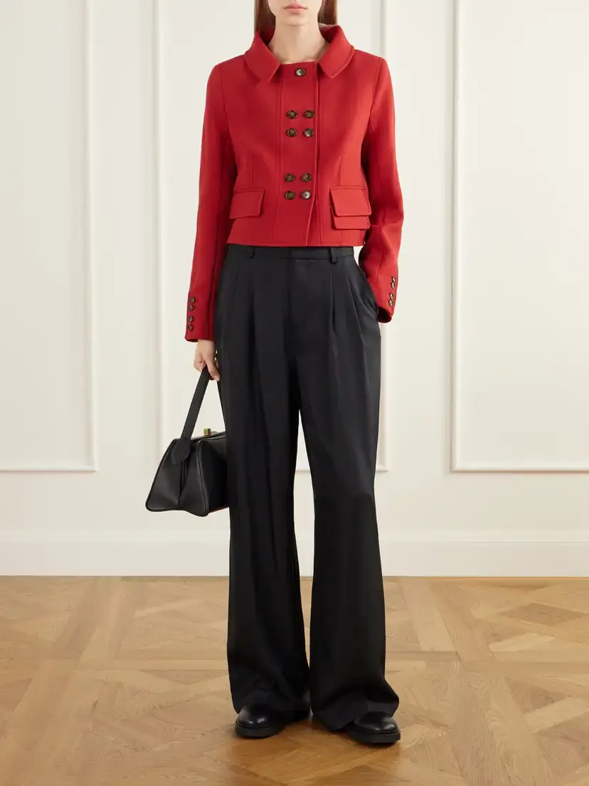 Emilia Wickstead Aelin Cropped Darted Birdseye Jacket | Thumbnail 2 Emilia Wickstead Aelin Cropped Darted Birdseye Jacket | Thumbnail 2
