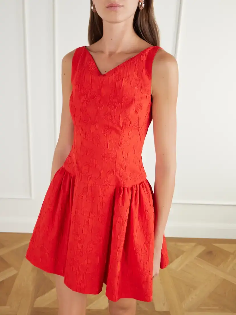 BERNADETTE Yael Pleated Floral-jacquard Cloqué Mini Dress | Thumbnail 4 BERNADETTE Yael Pleated Floral-jacquard Cloqué Mini Dress | Thumbnail 4