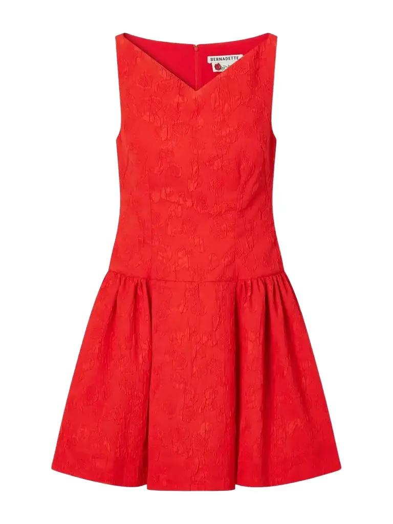 BERNADETTE Yael Pleated Floral-jacquard Cloqué Mini Dress