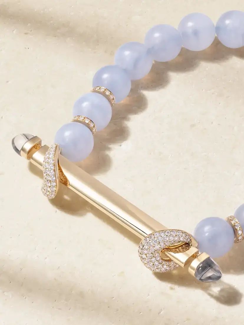 Ananya 18-karat Gold, Chalcedony, Quartz And Diamond Beaded Bracelet | Thumbnail 3