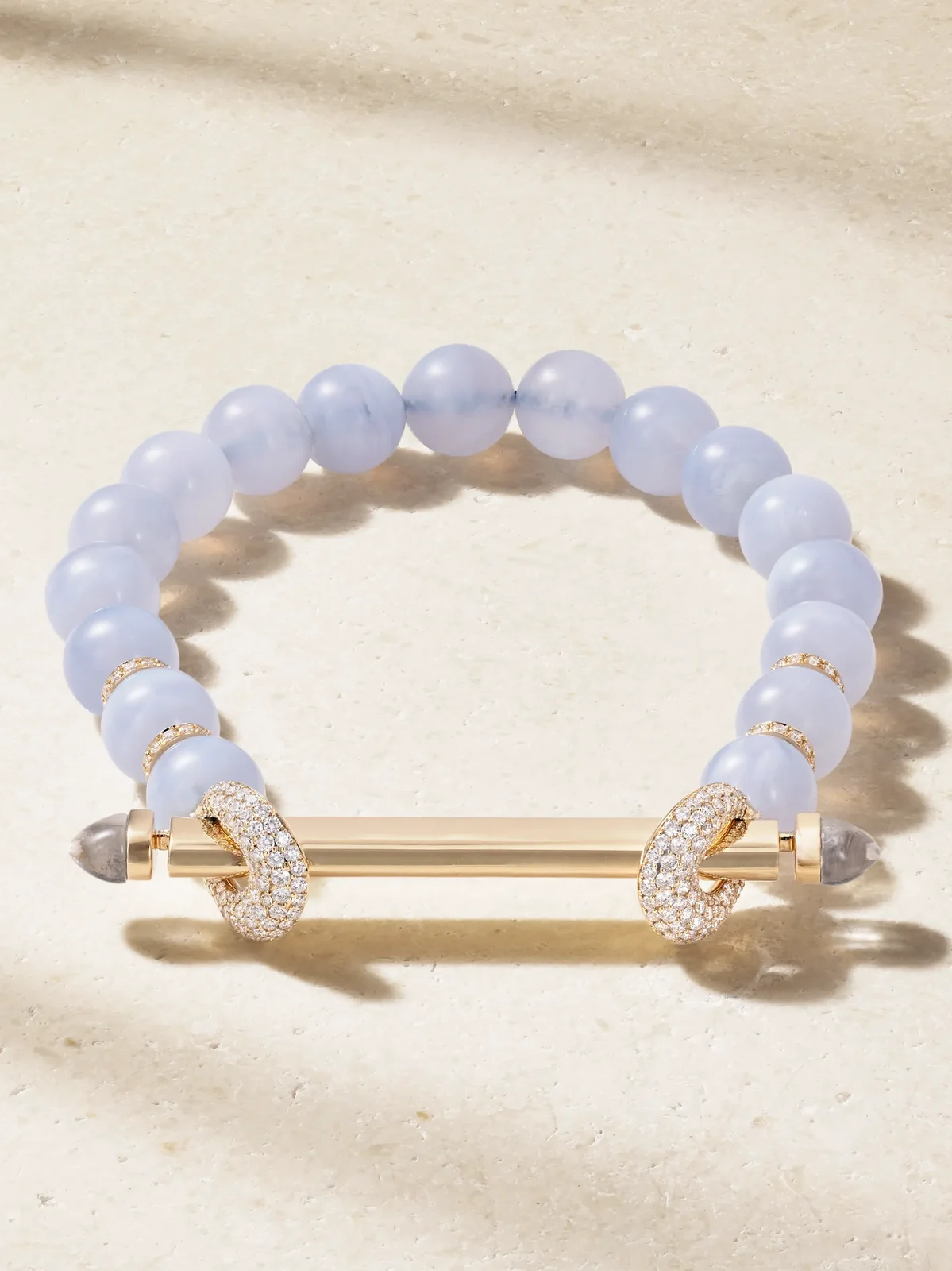 18-karat Gold, Chalcedony, Quartz And Diamond Beaded Bracelet 18-karat Gold, Chalcedony, Quartz And Diamond Beaded Bracelet