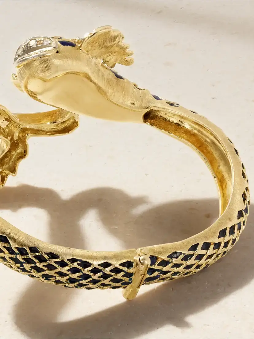 Stephanie Windsor + Lalaounis Vintage 1960s 18-karat Gold Diamond And Enamel Bangle | Thumbnail 3 Stephanie Windsor + Lalaounis Vintage 1960s 18-karat Gold Diamond And Enamel Bangle | Thumbnail 3