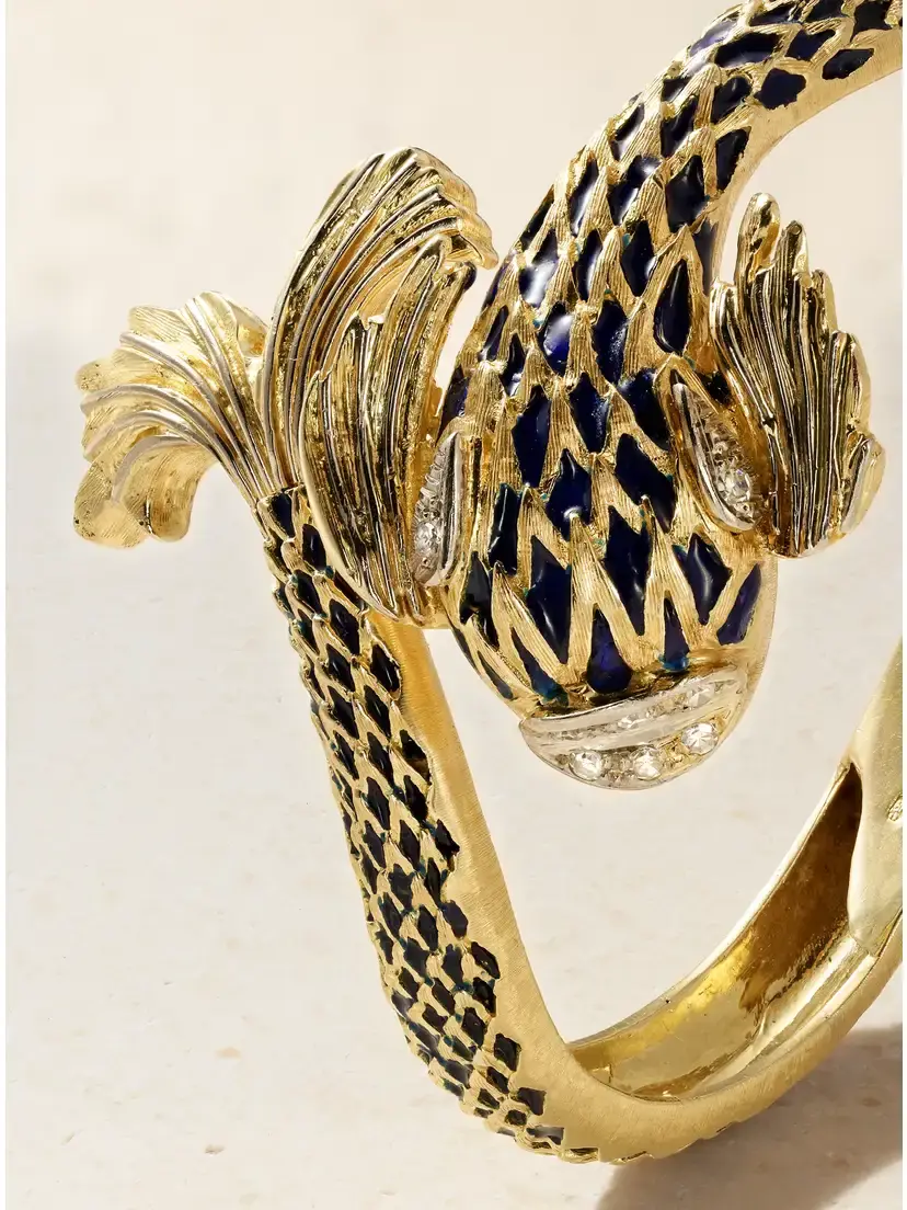 Stephanie Windsor + Lalaounis Vintage 1960s 18-karat Gold Diamond And Enamel Bangle | Thumbnail 4 Stephanie Windsor + Lalaounis Vintage 1960s 18-karat Gold Diamond And Enamel Bangle | Thumbnail 4