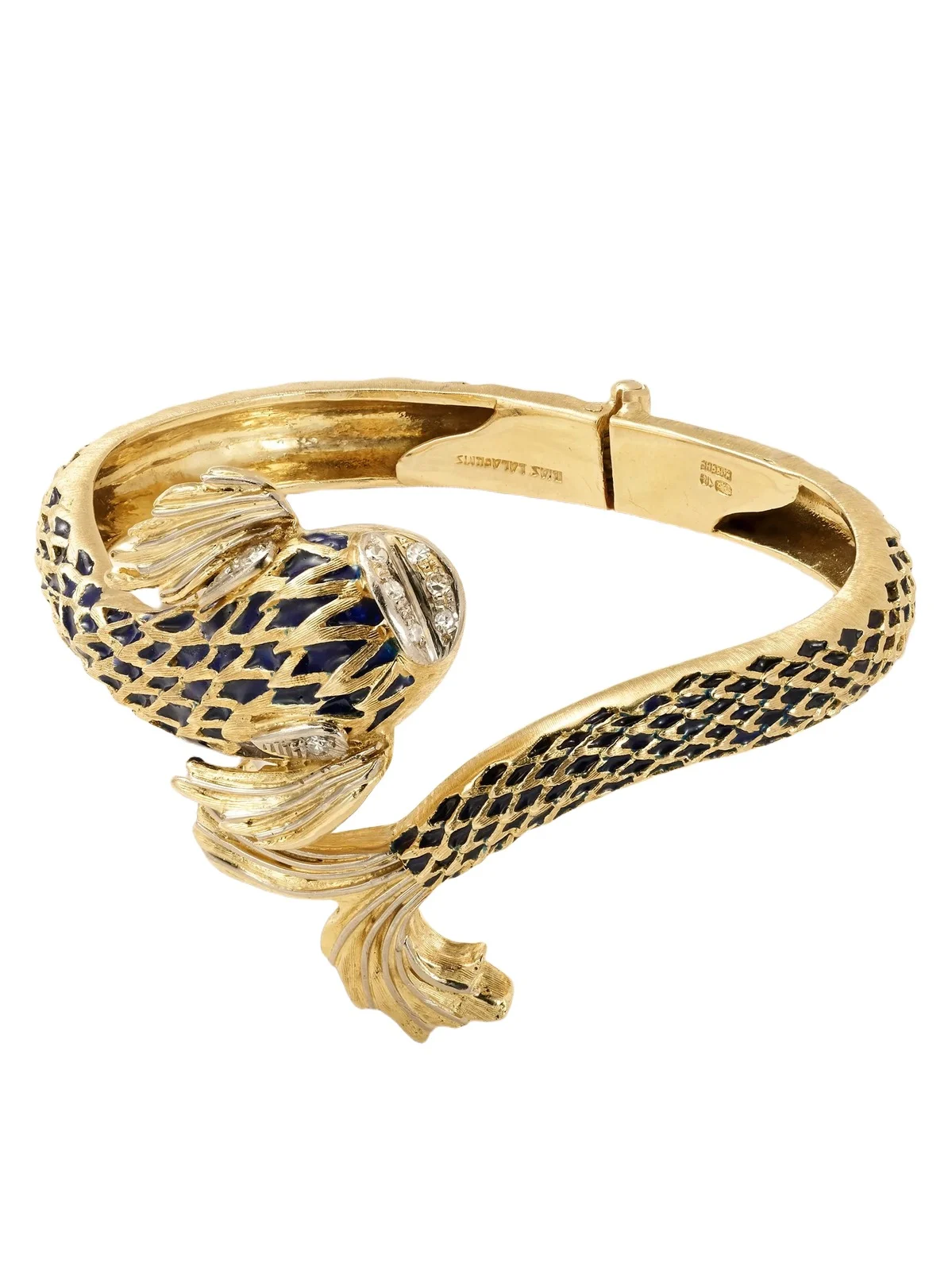 Stephanie Windsor + Lalaounis Vintage 1960s 18-karat Gold Diamond And Enamel Bangle