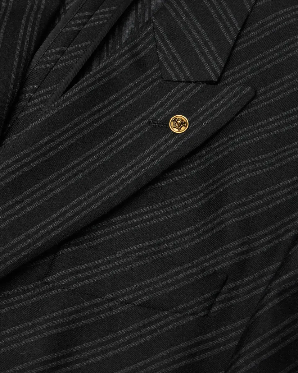Versace Pinstripe Wool Formal Blazer | Thumbnail 2 Versace Pinstripe Wool Formal Blazer | Thumbnail 2
