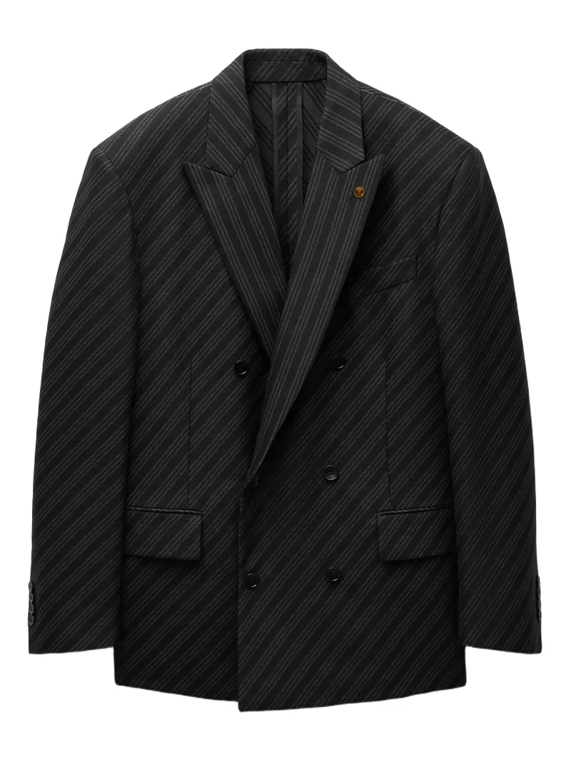 Versace Pinstripe Wool Formal Blazer