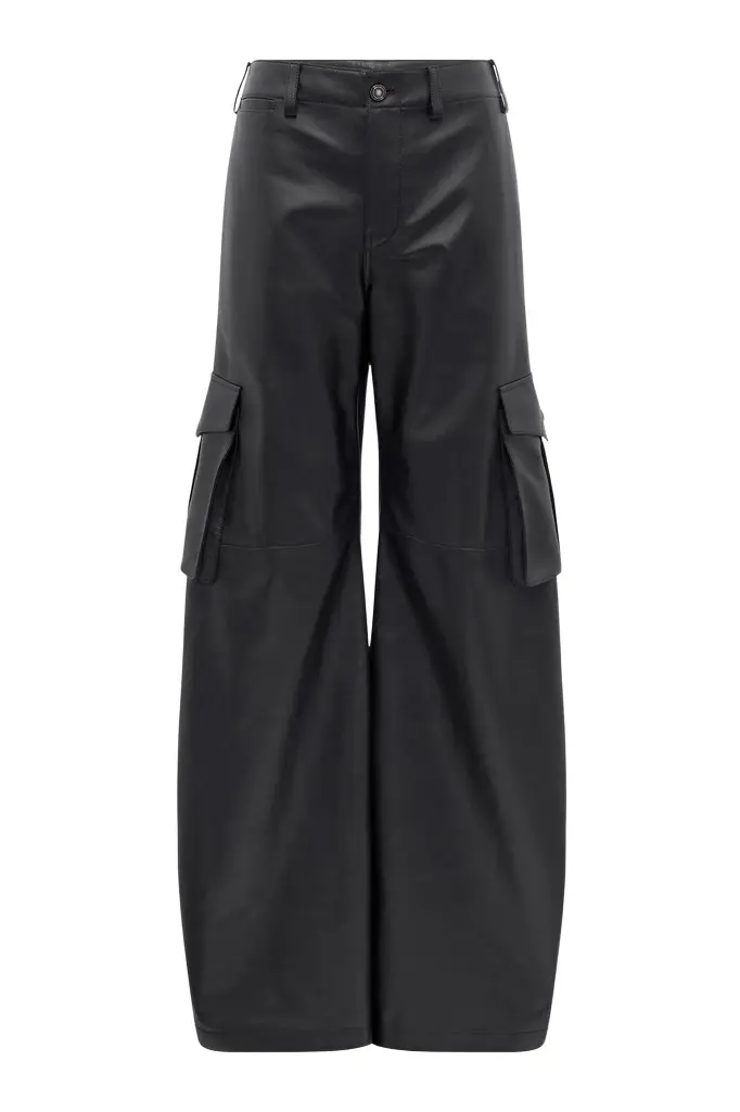 Eos Barrel-leg Cargo Pant in Black Soft Leather Eos Barrel-leg Cargo Pant in Black Soft Leather