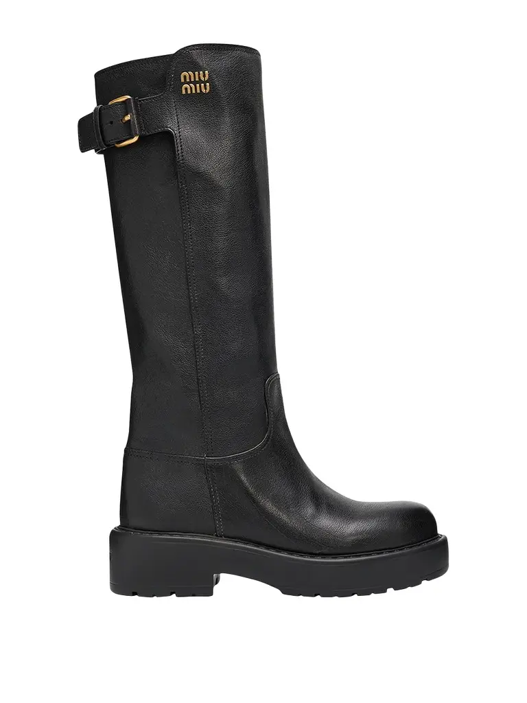 Lug-Sole Knee-High Boots