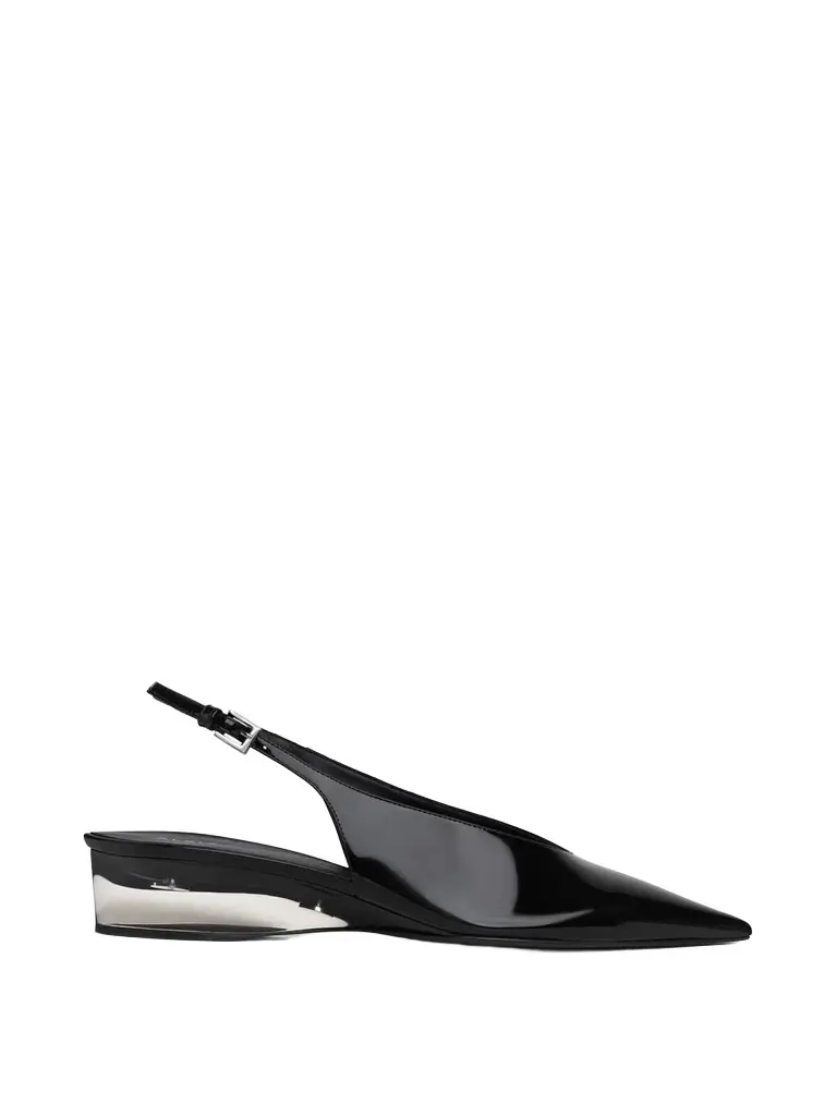 Patent Calfskin Invisible Wedge Slingbacks
