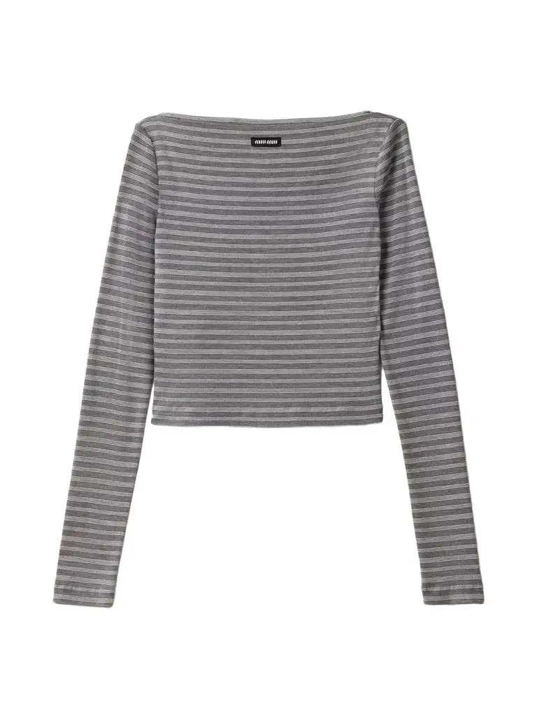 Miu Miu Striped Silk Jersey Top
