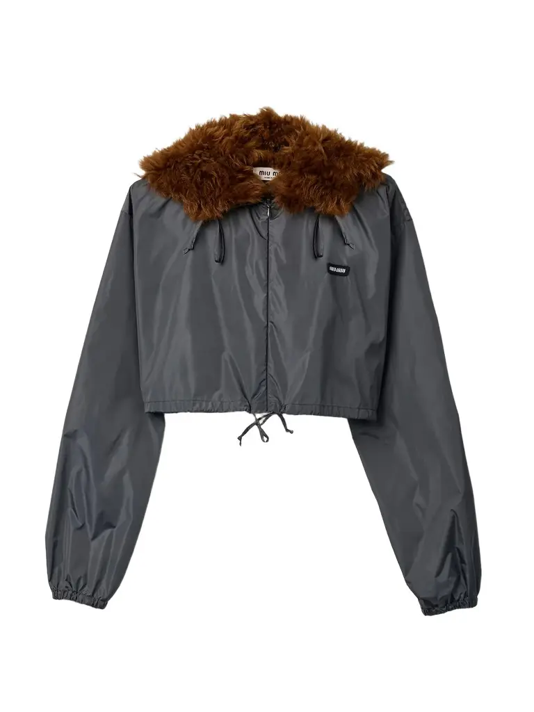 Miu Miu Technical Fabric and Shearling Windbreaker