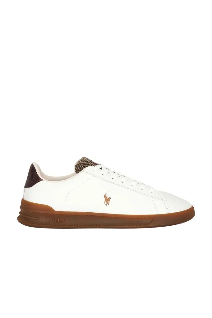 Polo Ralph Lauren Heritage Court III Leather & Croc Low-Top Sneaker