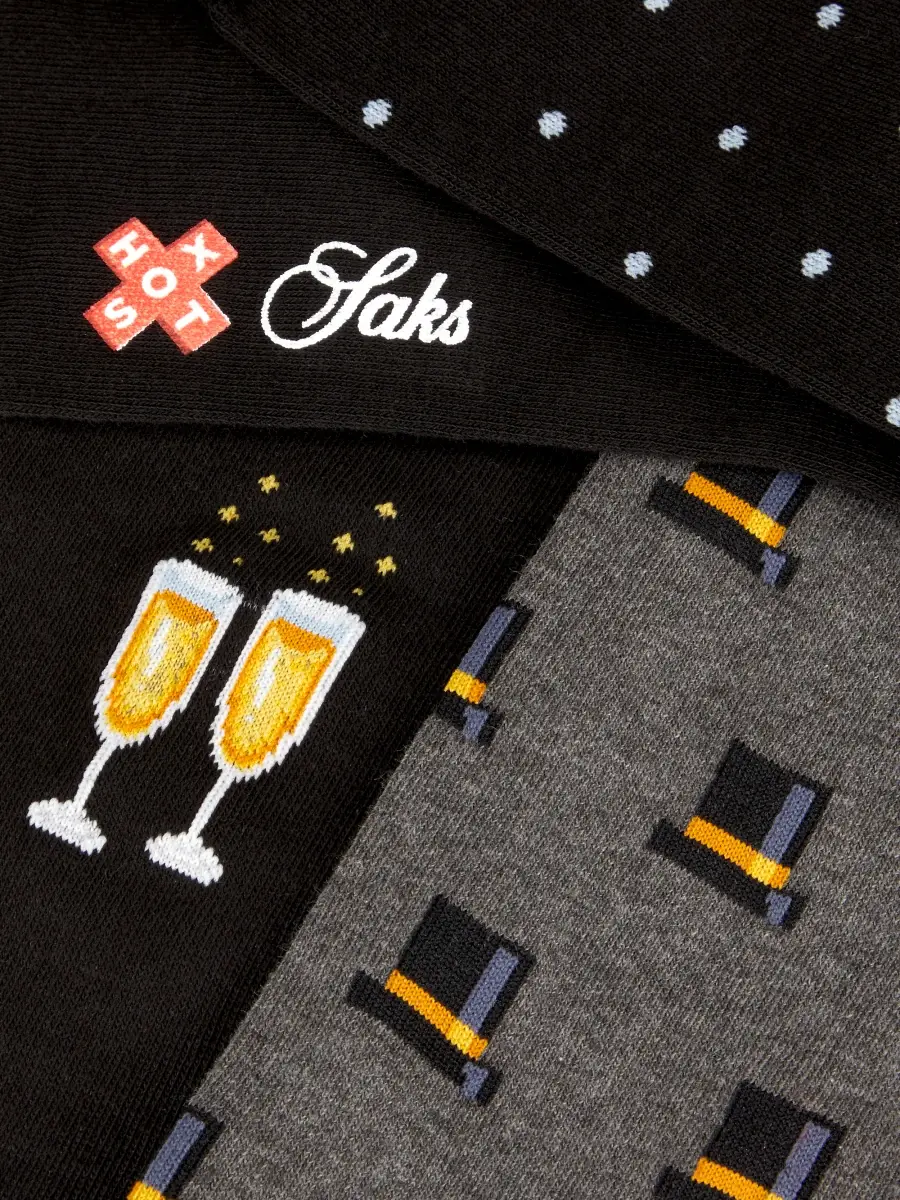 Saks Fifth Avenue Men's Champagne Toast Sock Set 3-Pack | Thumbnail 2