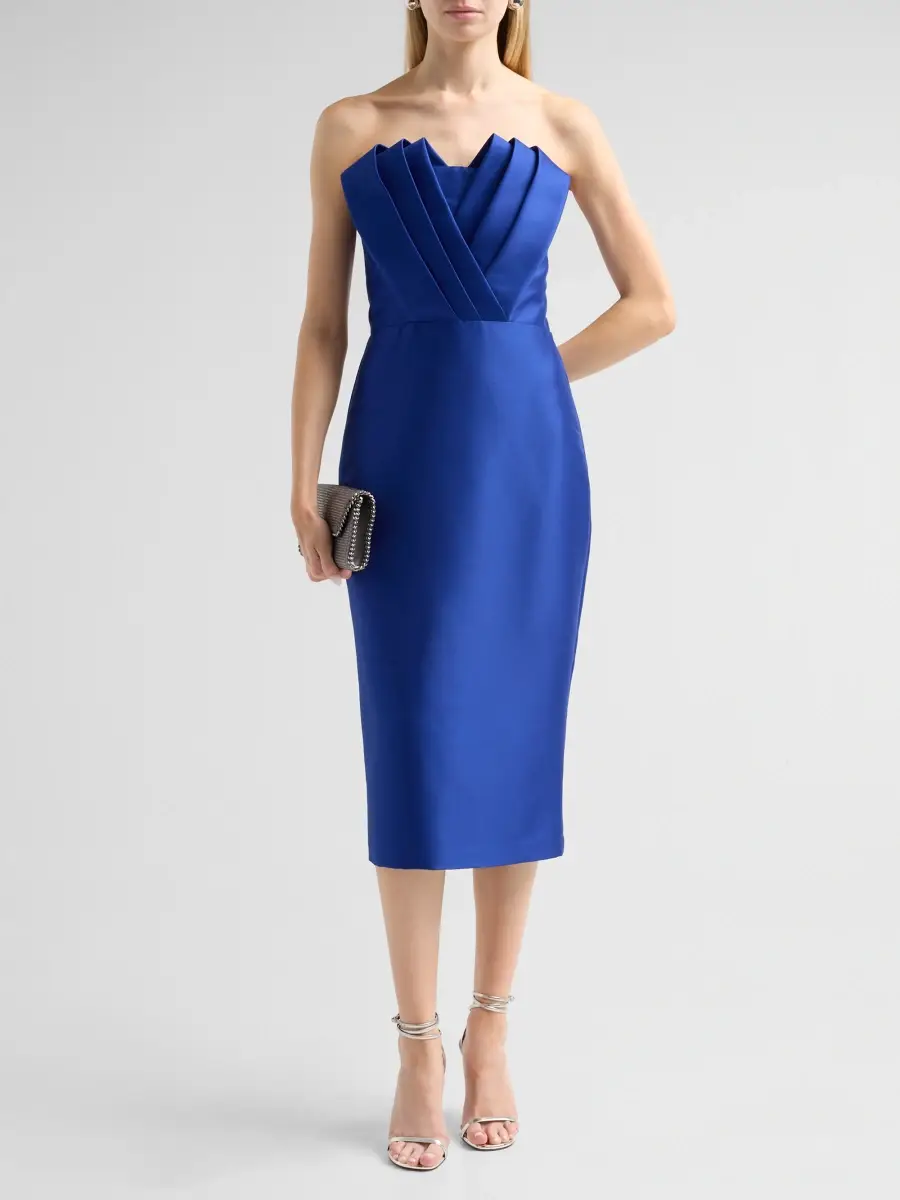BADGLEY MISCHKA Women's Pleated Satin Cocktail Dress | Thumbnail 2