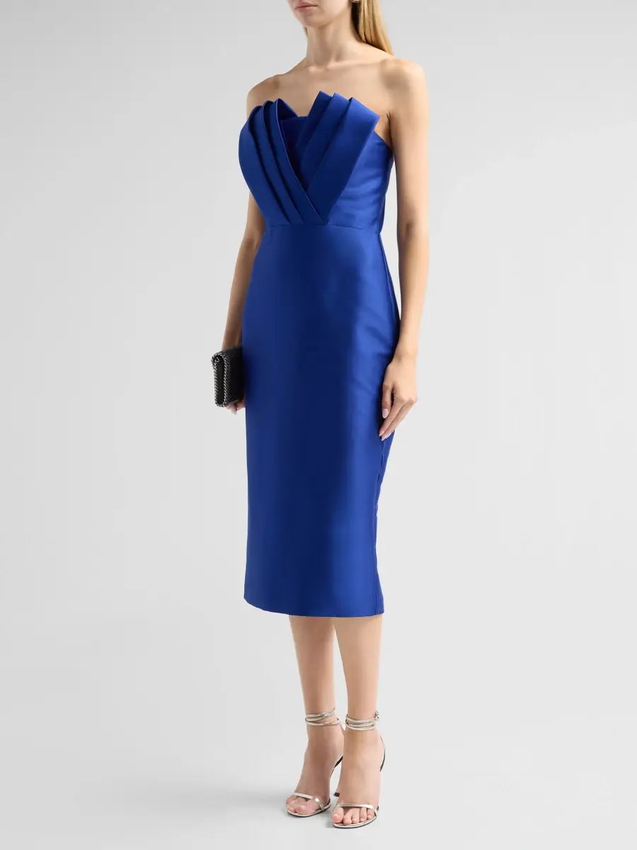 BADGLEY MISCHKA Women's Pleated Satin Cocktail Dress | Thumbnail 4