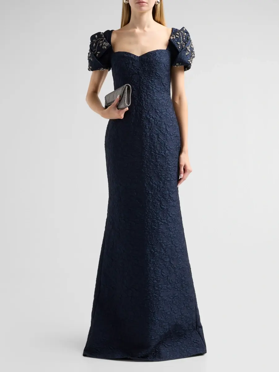 BADGLEY MISCHKA Women's Jacquard Sweetheart A-Line Gown | Thumbnail 2 BADGLEY MISCHKA Women's Jacquard Sweetheart A-Line Gown | Thumbnail 2