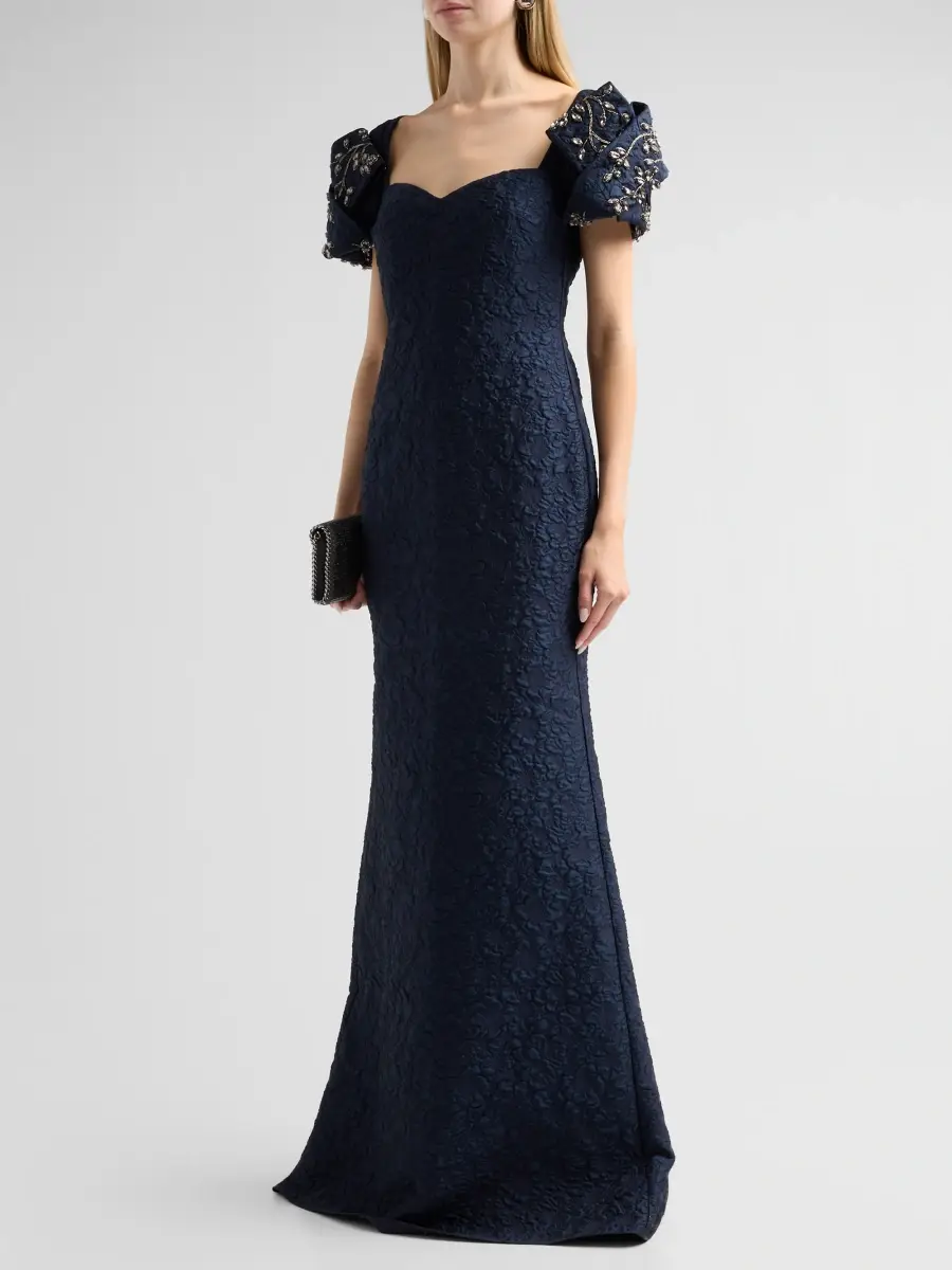 BADGLEY MISCHKA Women's Jacquard Sweetheart A-Line Gown | Thumbnail 4 BADGLEY MISCHKA Women's Jacquard Sweetheart A-Line Gown | Thumbnail 4
