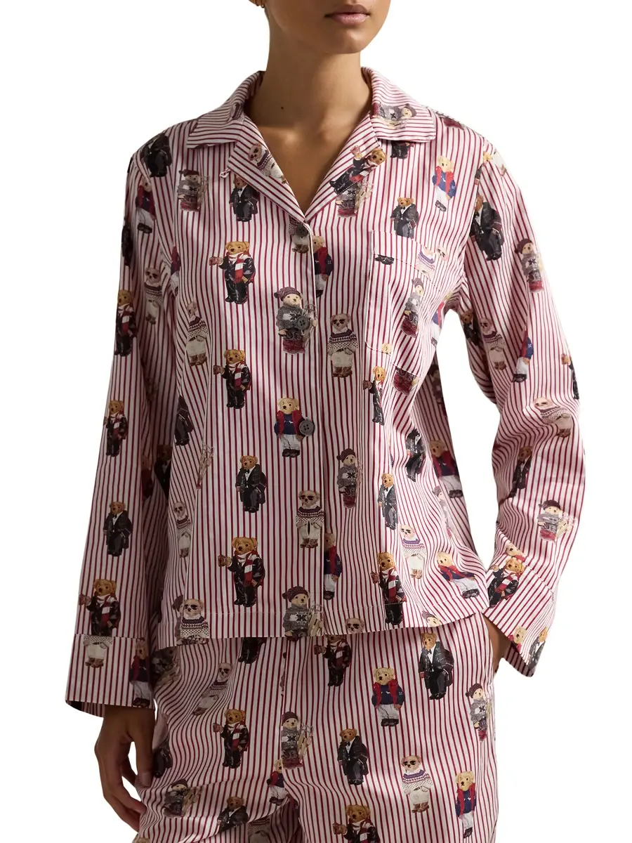 Polo Ralph Lauren Women's Madison Teddy Bear Stripe Pajama Set | Thumbnail 6 Polo Ralph Lauren Women's Madison Teddy Bear Stripe Pajama Set | Thumbnail 6