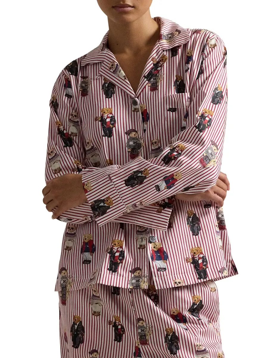 Polo Ralph Lauren Women's Madison Teddy Bear Stripe Pajama Set | Thumbnail 7 Polo Ralph Lauren Women's Madison Teddy Bear Stripe Pajama Set | Thumbnail 7