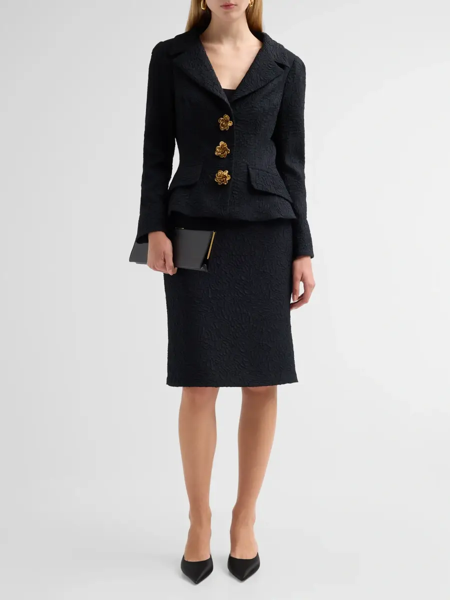 Teri Jon by Rickie Freeman Women's Notch Lapel Jacquard Jacket | Thumbnail 2 Teri Jon by Rickie Freeman Women's Notch Lapel Jacquard Jacket | Thumbnail 2