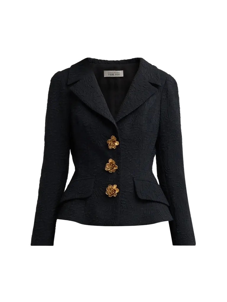 Teri Jon by Rickie Freeman Women's Notch Lapel Jacquard Jacket