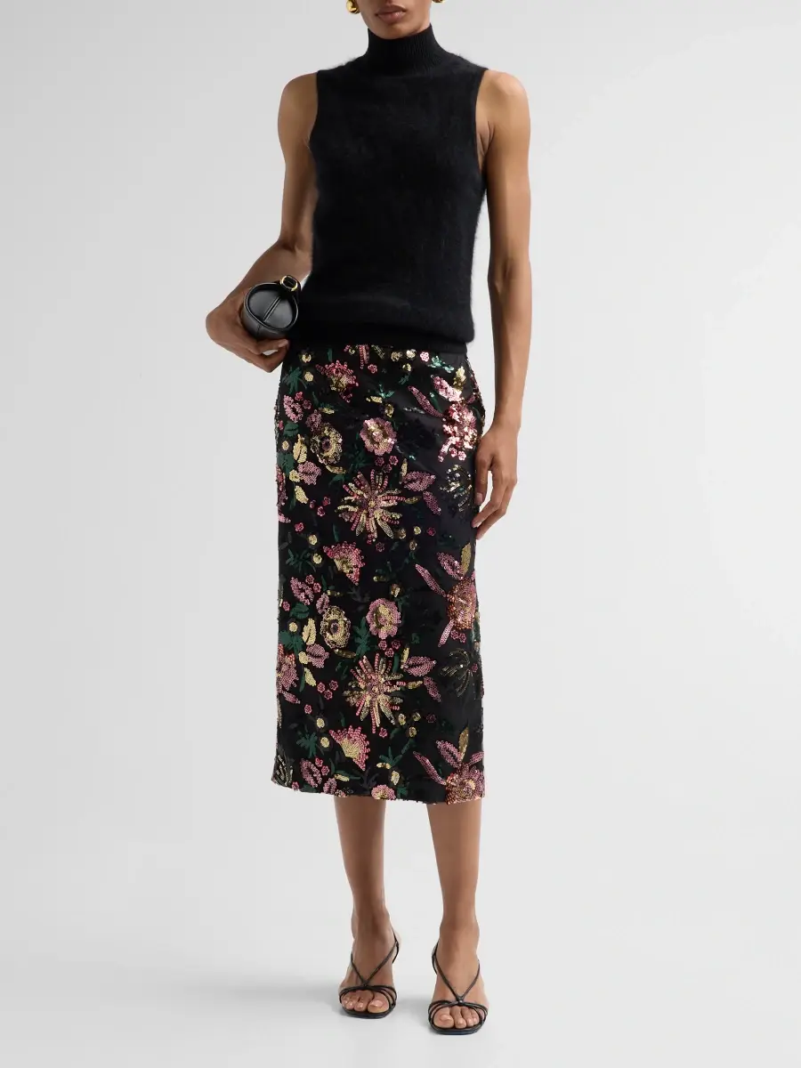 Ramy Brook Women's Timothy Floral Sequined Midi Skirt | Thumbnail 2 Ramy Brook Women's Timothy Floral Sequined Midi Skirt | Thumbnail 2