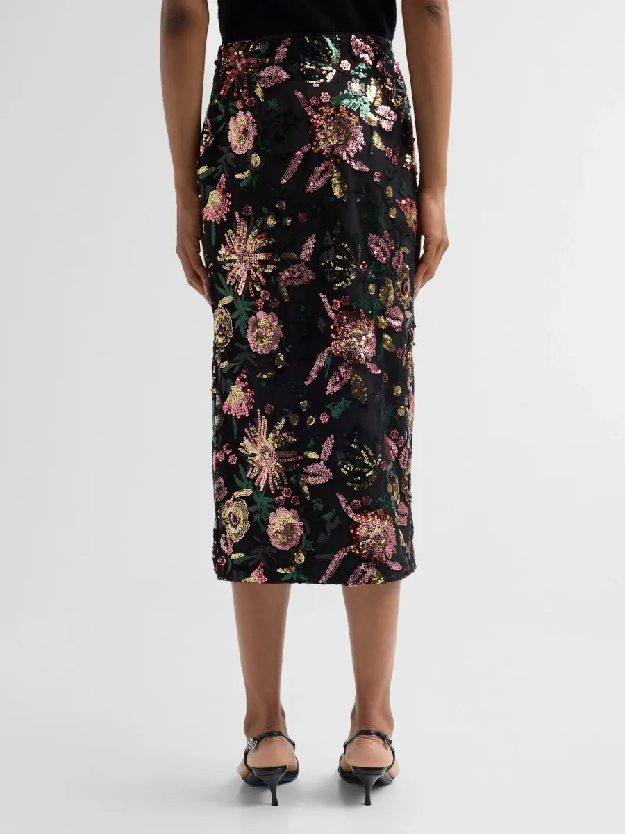 Ramy Brook Women's Timothy Floral Sequined Midi Skirt | Thumbnail 3 Ramy Brook Women's Timothy Floral Sequined Midi Skirt | Thumbnail 3