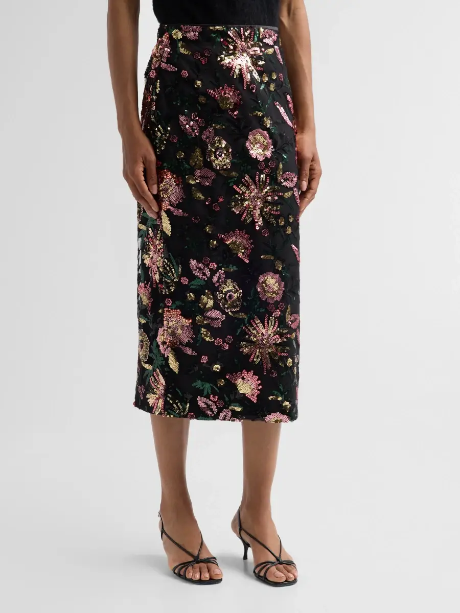 Ramy Brook Women's Timothy Floral Sequined Midi Skirt | Thumbnail 4 Ramy Brook Women's Timothy Floral Sequined Midi Skirt | Thumbnail 4