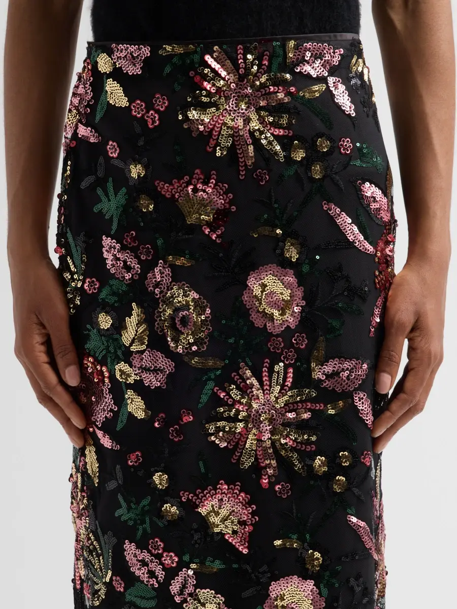 Ramy Brook Women's Timothy Floral Sequined Midi Skirt | Thumbnail 5 Ramy Brook Women's Timothy Floral Sequined Midi Skirt | Thumbnail 5