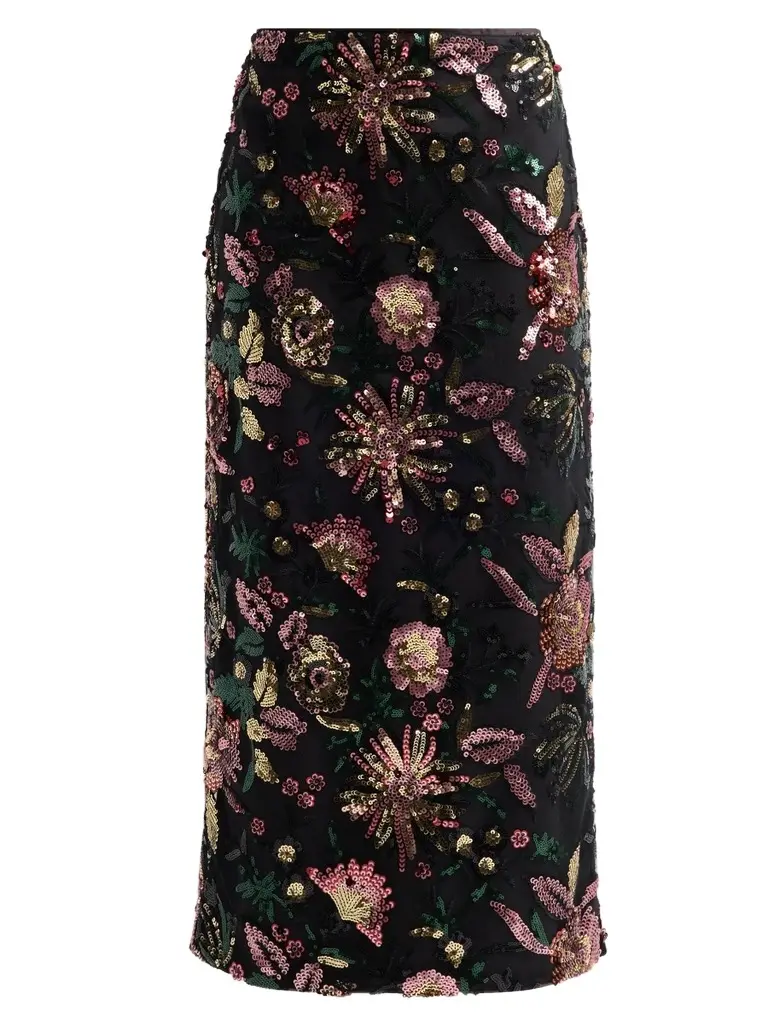 Ramy Brook Women's Timothy Floral Sequined Midi Skirt