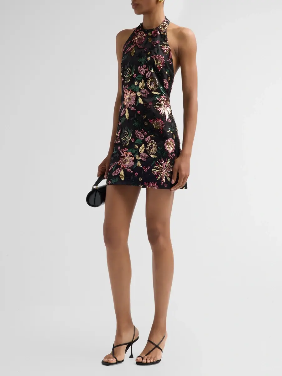 Ramy Brook Women's Eva Floral Sequined Halterneck Mini Dress | Thumbnail 4 Ramy Brook Women's Eva Floral Sequined Halterneck Mini Dress | Thumbnail 4