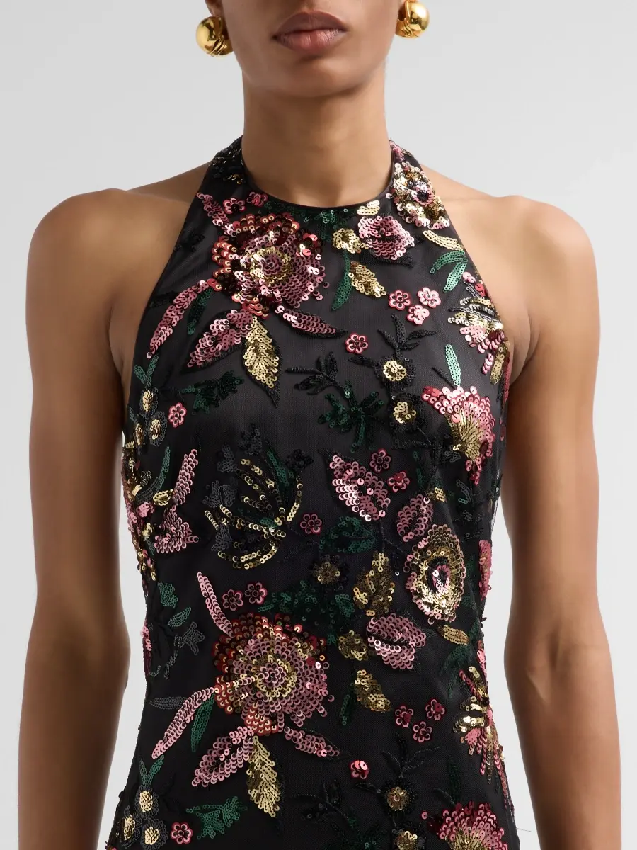 Ramy Brook Women's Eva Floral Sequined Halterneck Mini Dress | Thumbnail 5 Ramy Brook Women's Eva Floral Sequined Halterneck Mini Dress | Thumbnail 5