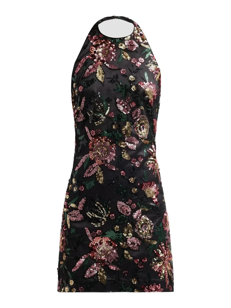 Ramy Brook Women's Eva Floral Sequined Halterneck Mini Dress