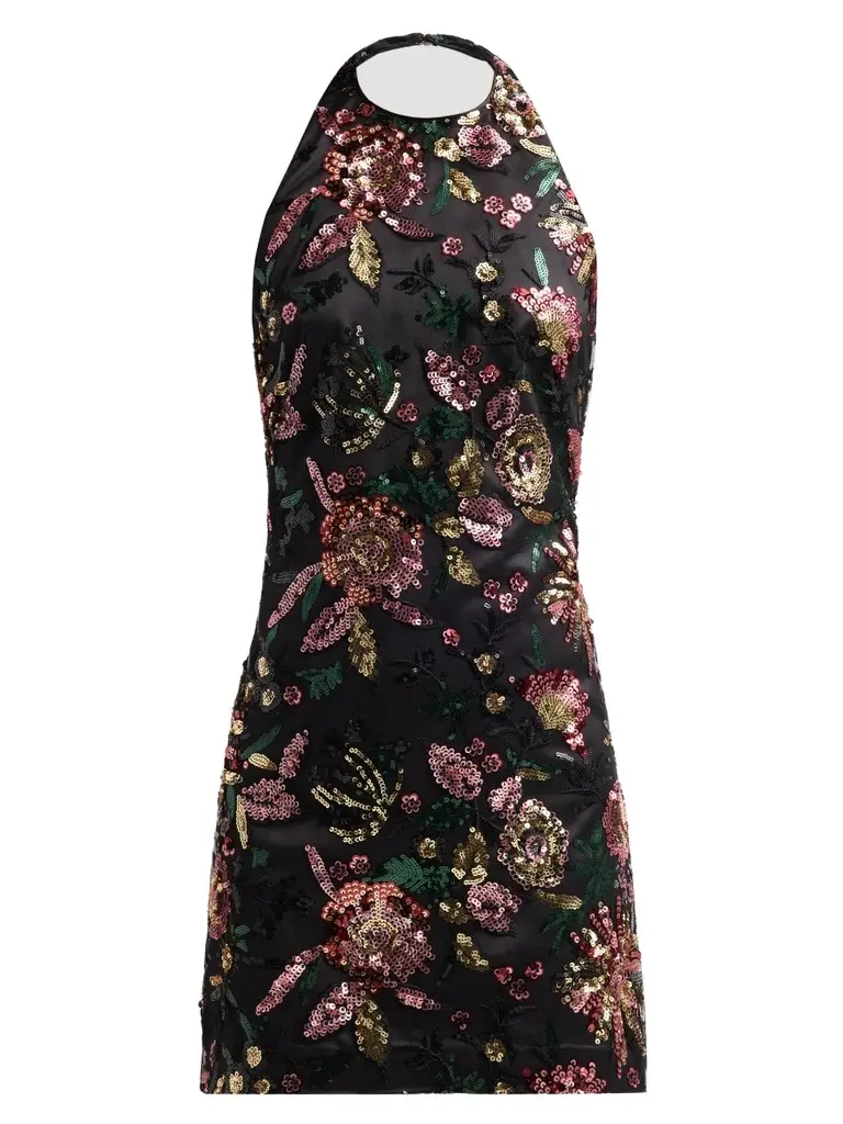 Ramy Brook Women's Eva Floral Sequined Halterneck Mini Dress