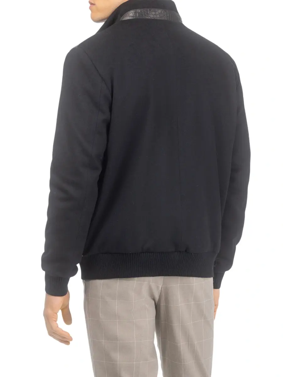 Gorski Men's Loro Piana Wool Jacket with Croco Embossed Nappa Leather Front | Thumbnail 4