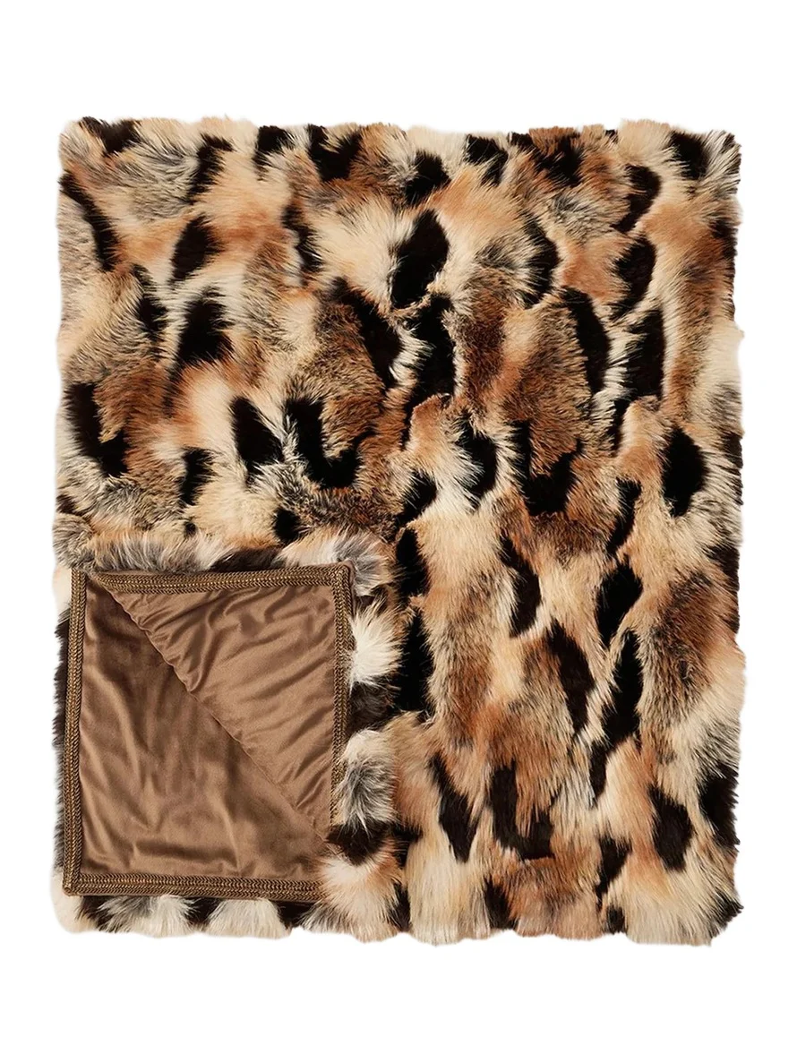 Gorski Fox-Print Faux-Fur Throw