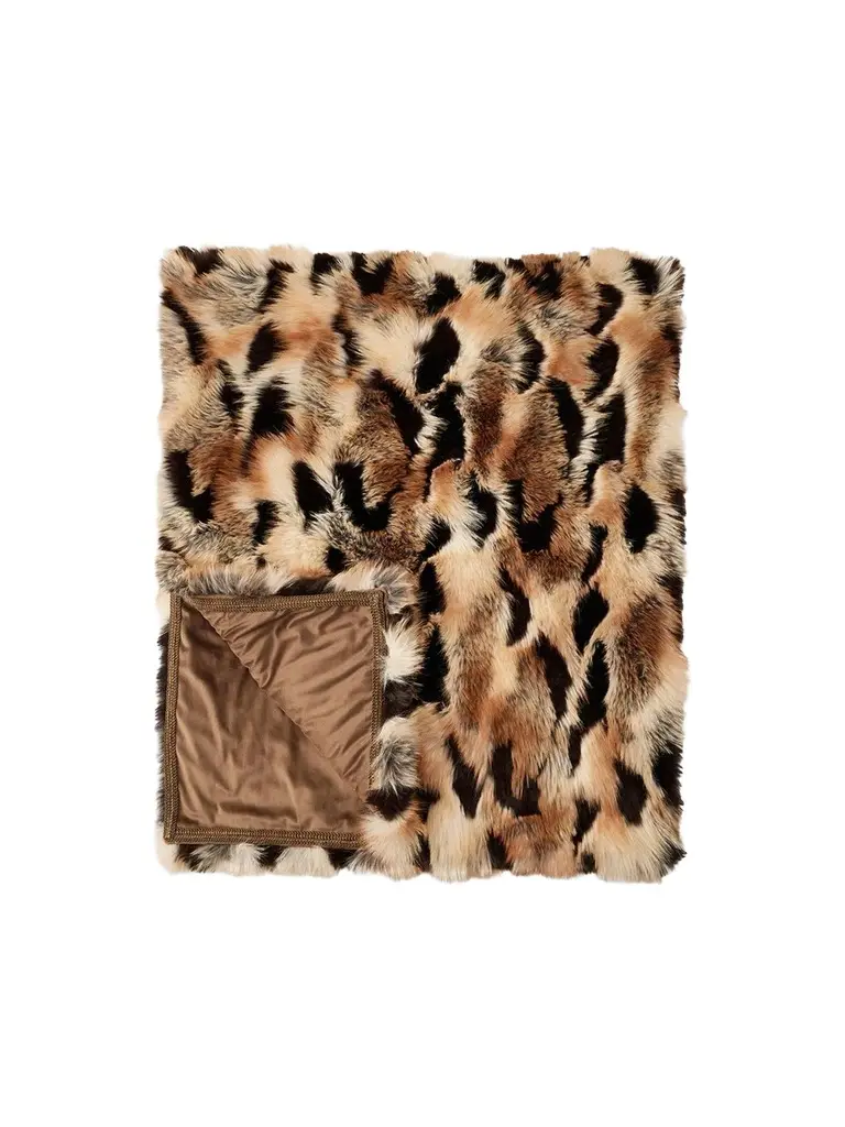 Gorski Fox-Print Faux-Fur Throw