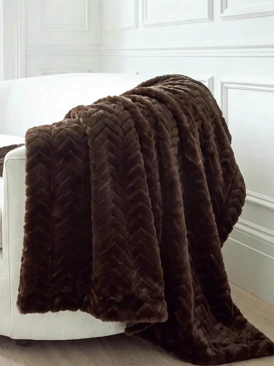 Gorski Chevron Faux-Fur Throw Blanket | Thumbnail 4 Gorski Chevron Faux-Fur Throw Blanket | Thumbnail 4