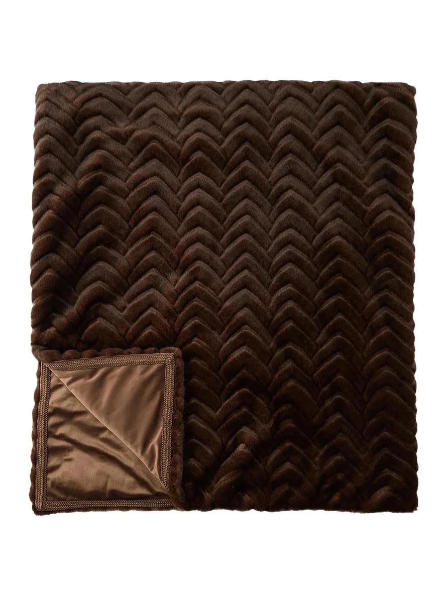 Lyla Grant Chevron Faux-Fur Throw Blanket