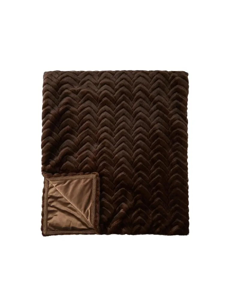 Gorski Chevron Faux-Fur Throw Blanket