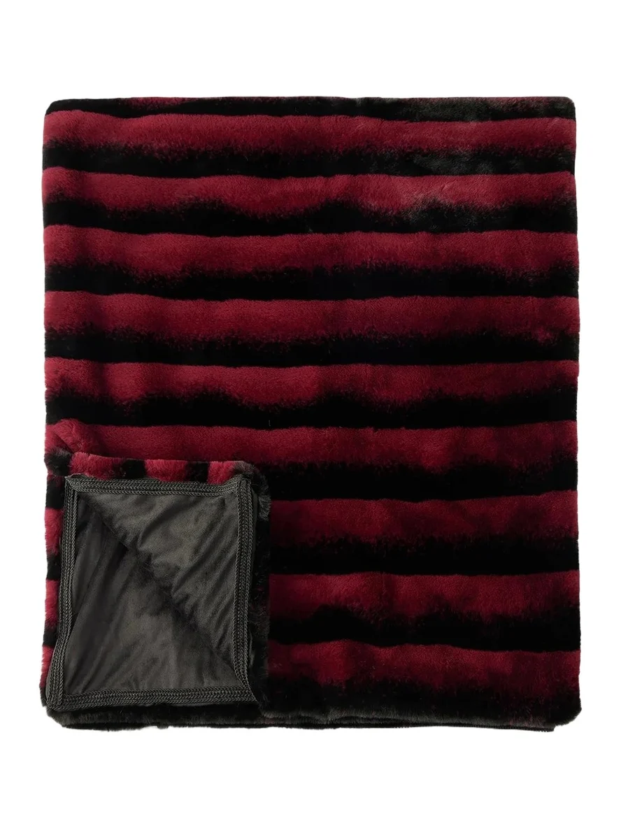 Gorski Striped Faux-Fur Throw Blanket